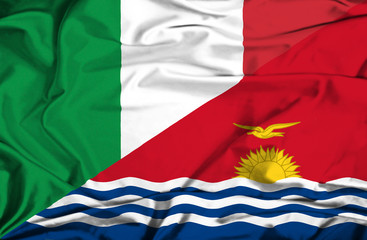 Waving flag of Kiribati and Italy