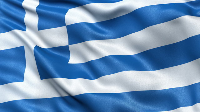 Seamless loop of Greece flag waving in the wind in high detail