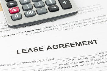 Lease agreement document with calculator