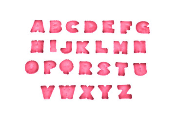 English alphabet A-Z made from bread, isolated on white