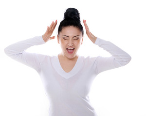 Fototapeta premium The portrait of a woman with different emotions isolated