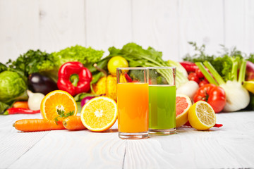 Various Freshly Vegetable Juices for Detox