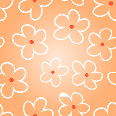 Nahtlose Blumen auf orangem Hintergrund