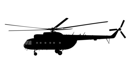 Fototapeta na wymiar Helicopter of silhouette.