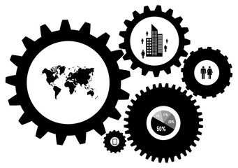 Infographic Design Template Vector With Gears And Cogs