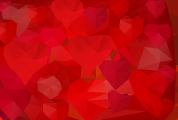 Polygonal background with hearts