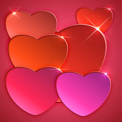 Red hearts on a red background. Raster 1