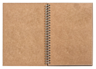 open notebook with ring binder. recycled craft paper