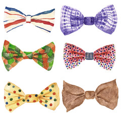 Watercolor illustration with bow tie. Fashion background