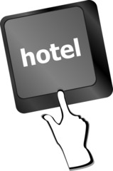 Hotel key in place of enter key - business concept