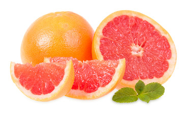 Fresh grapefruits and mint