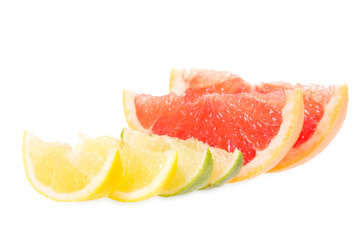 Fototapeta na wymiar Fresh grapefruits, limes and lemons