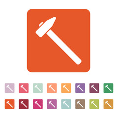 The hammer icon. Hammer symbol. Flat