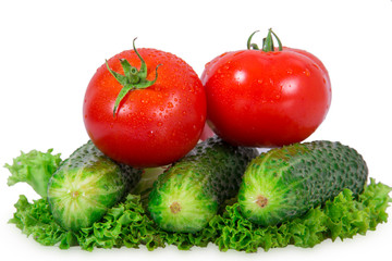 Two tomatoes and three cucumber