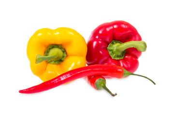 Red, yellow and chili pepper