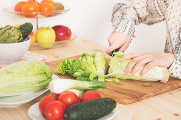 Preparing salad