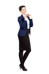 Happy woman in formal business clothes