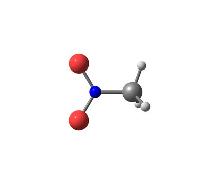 Nitromethane molecule isolated on white