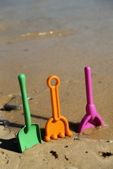 Fototapeta na wymiar Beach Shovels