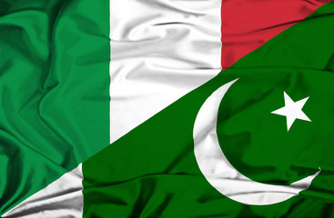 Waving flag of Pakistan and Italy