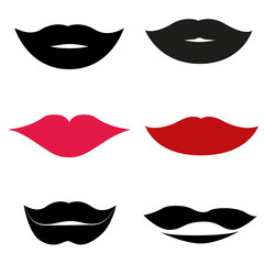 Collection of lips isolated on white, vector