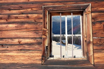 Blick aus dem Fenster zur Schihütte