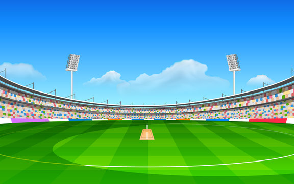 Cricket stadium background Royalty Free Vector Image