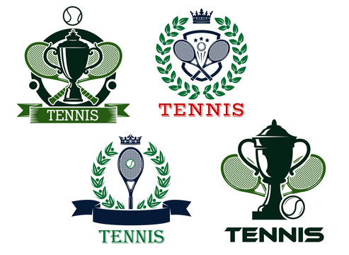 Set of tennis emblems or badges