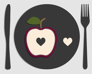 dish, apple and love