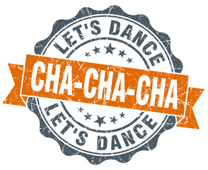 cha-cha-cha vintage orange seal isolated on white