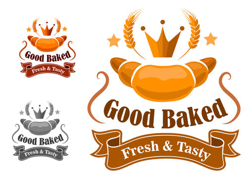 Bakery label withfresh and tasty croissant