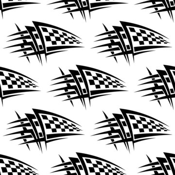 Seamless pattern with tribal racing tattoo
