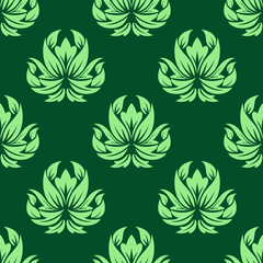 Dark and light green floral seamless pattern
