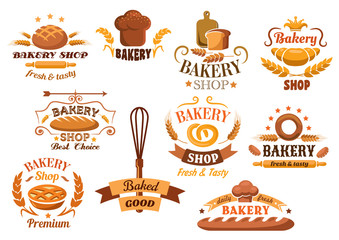 Large set of bakery labels or badges