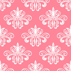 White on pink floral seamless pattern