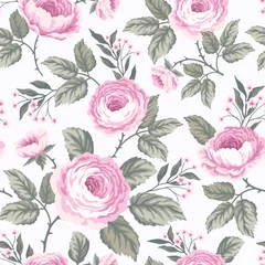 Behang seamless floral pattern with roses © citradora