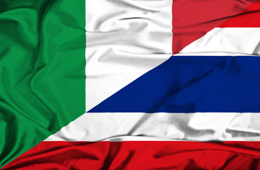 Obraz premium Waving flag of Thailand and Italy