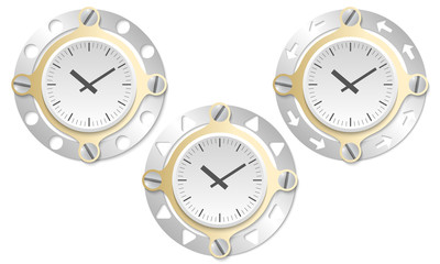 Set of three icons with perforated ring and watches