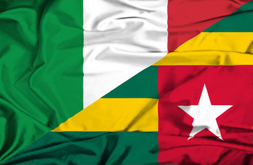 Waving flag of Togo and Italy