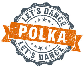 polka vintage orange seal isolated on white