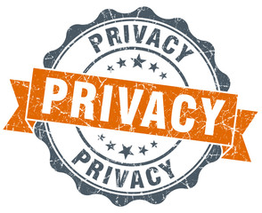 privacy vintage orange seal isolated on white