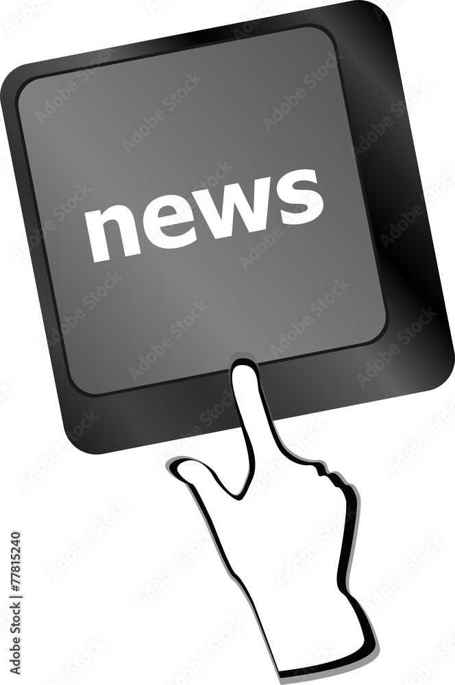 Poster news text on a button keyboard keys