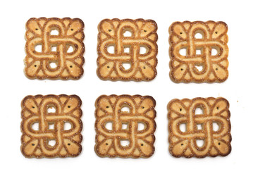 Square tea biscuits. Background. Photo.