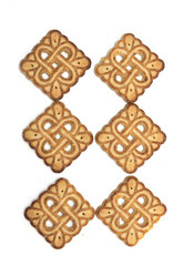 Square tea biscuits. Background. Photo.