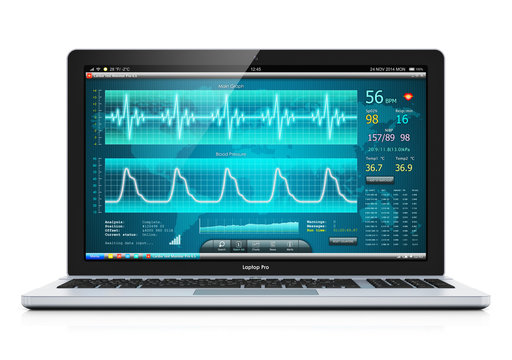 Laptop with medical cardiological diagnostic software