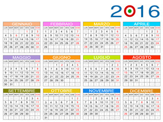 Calendario 2016 Italia