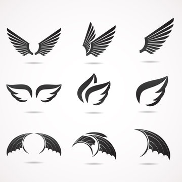 Wing vector icon set.