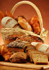 Wicker basket with variety of baking products