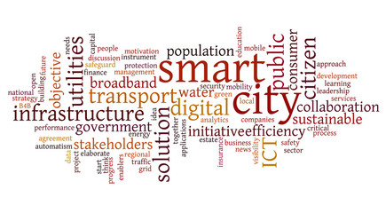  Word cloud related to smart digital city, infrastructure, ICT