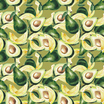 watercolor avocado pattern